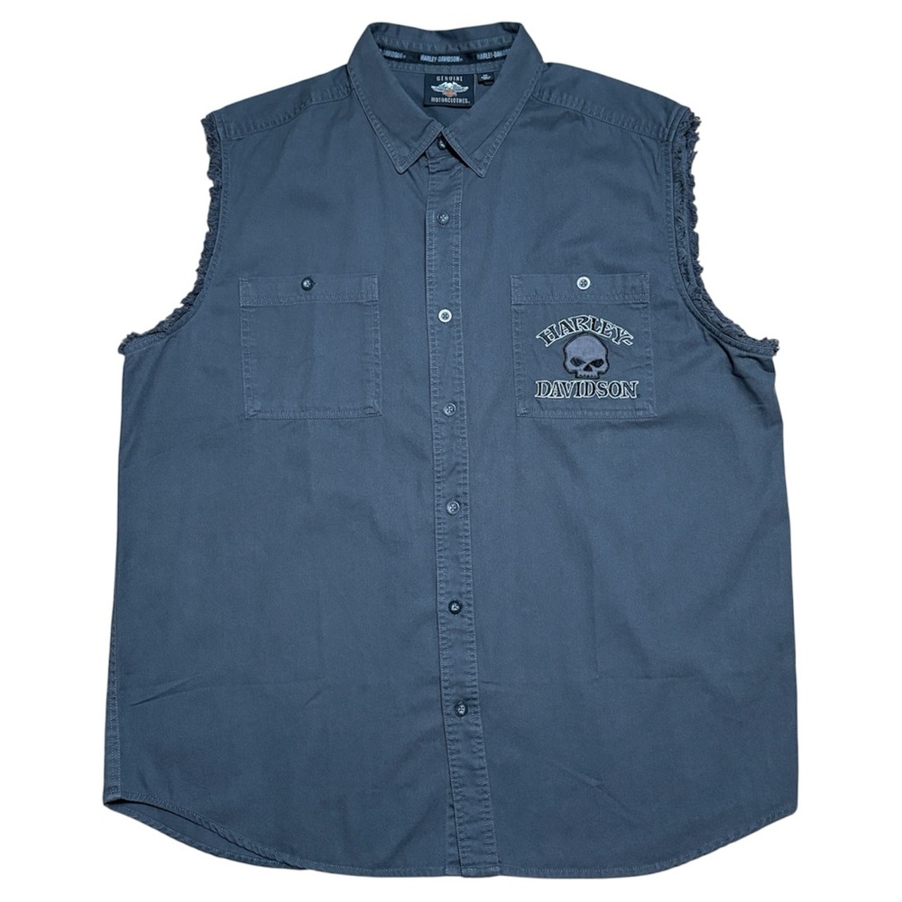 Harley-Davidson Willie G Skull Cotton Canvas Sleeveless Blowout Shirt Vest 2XL